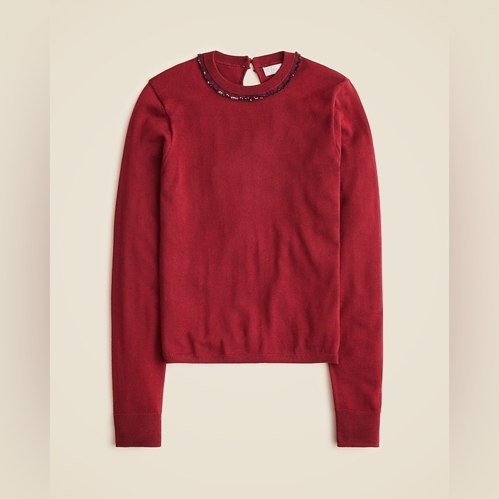 J. Crew Carolyn Embellished Fitted Crewneck Sweater in Merino Wool - Picture 3 of 9